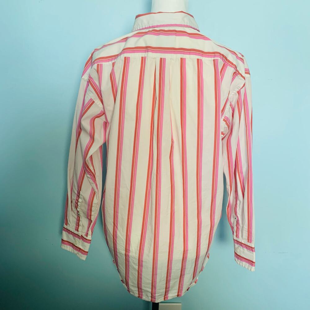 J. Crew Relaxed-fit Washed Cotton Poplin Shirt in Pink Stripe Size 2 - Picture 5 of 9